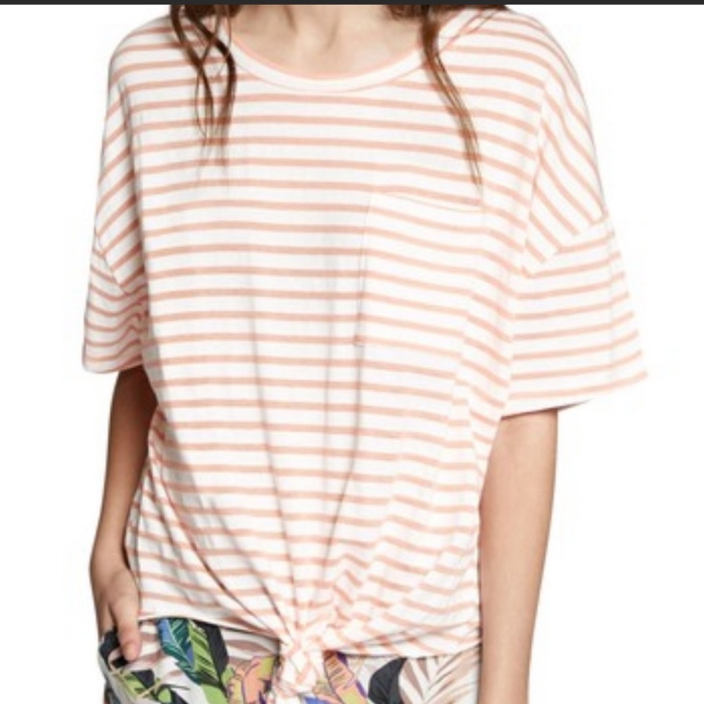 Sanctuary white and orange stripped tshirt w knot